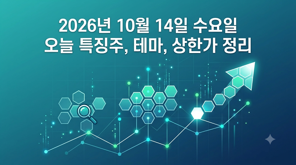 2026년 10월 14일 오늘 특징주, 강세테마, 상한가 종목 정리하기 24일차 썸네일 이미지