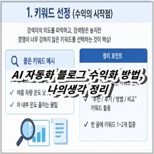 AI 자동화 블로그 수익화 방법, 나의생각 정리