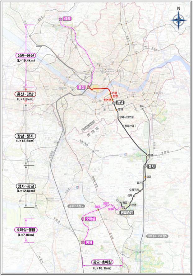 신분당선 전체 노선 예정도