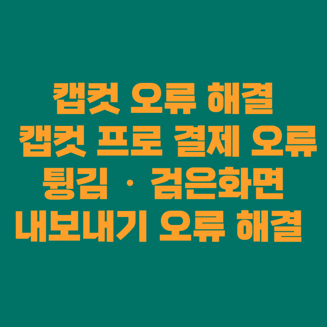 캡컷 오류 해결 총정리 2025” 캡컷 프로 결제 오류 · 튕김 · 검은화면 · 내보내기 오류 해결