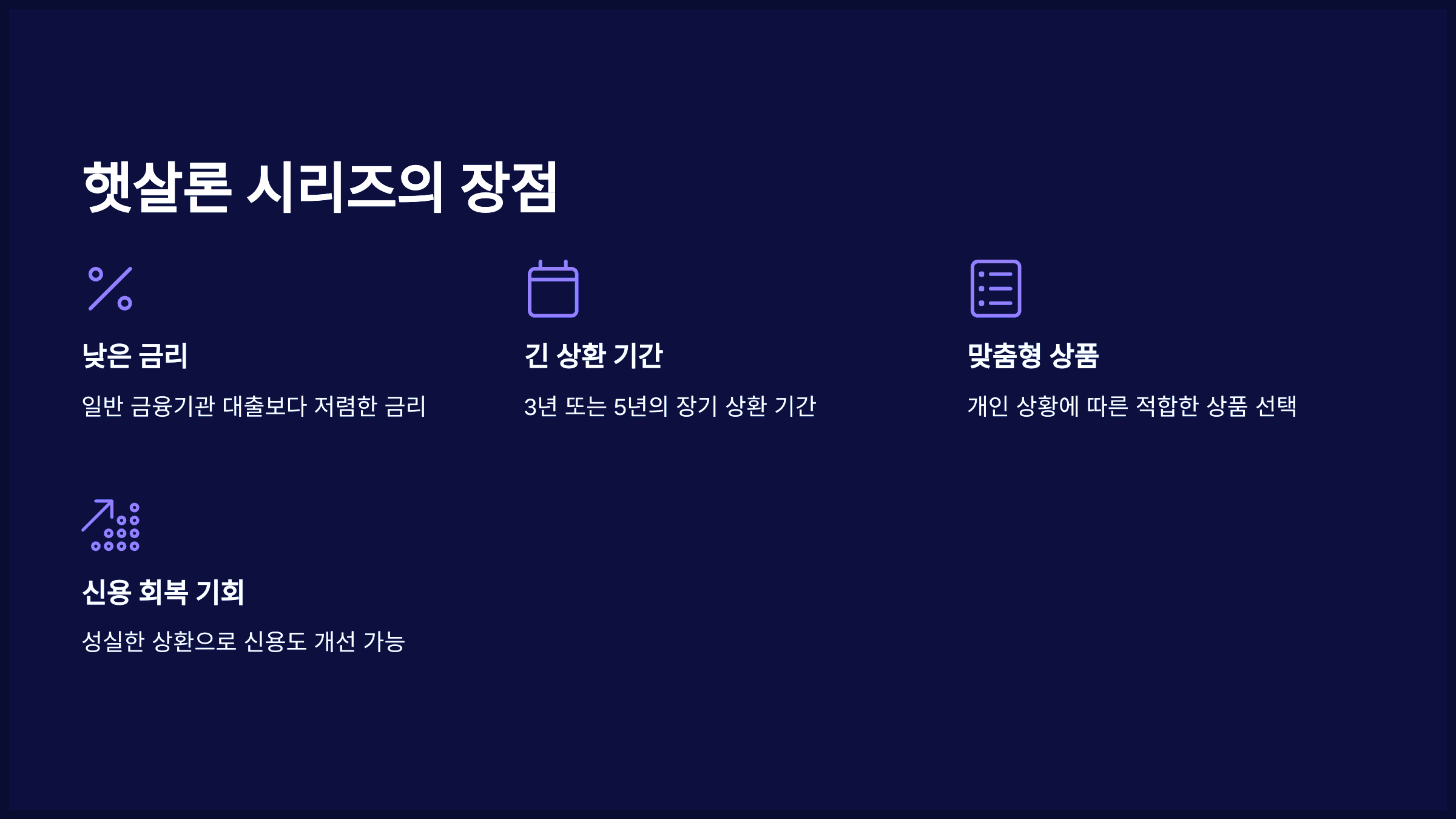 햇살론 시리즈의 장점