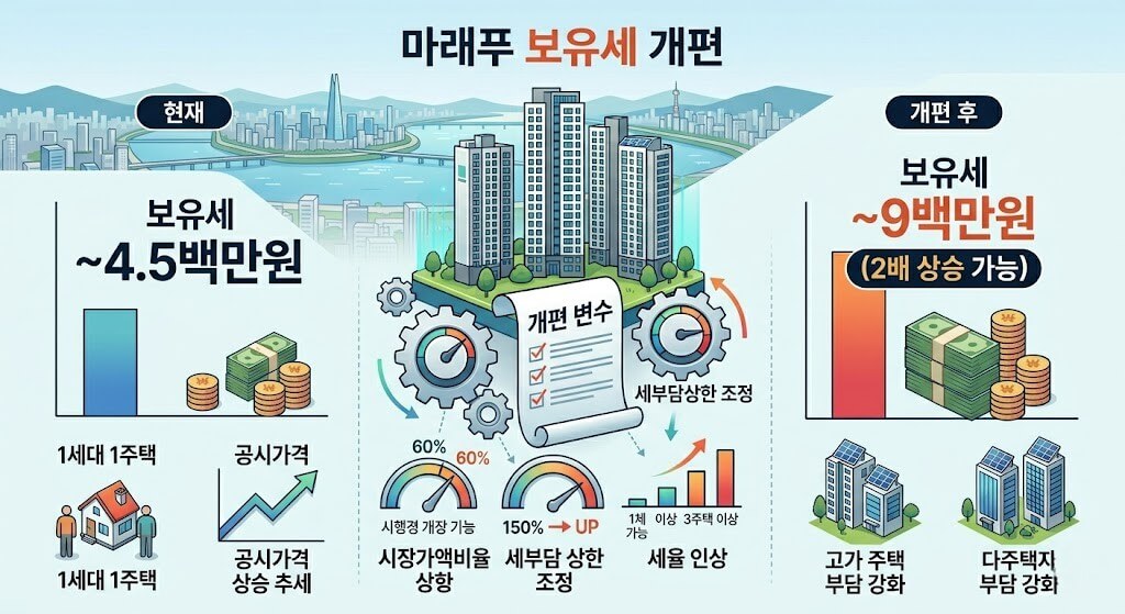 마래푸 보유세 450만원, 종부세 개편되면 집주인 세금 얼마나 늘까?