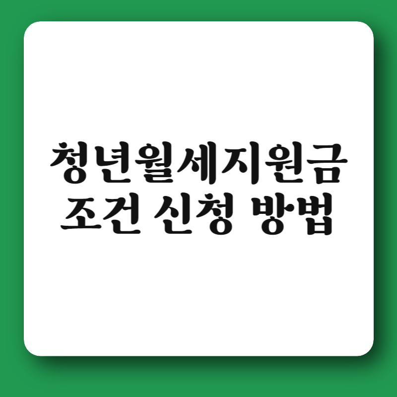 청년월세지원금 조건 신청 방법
