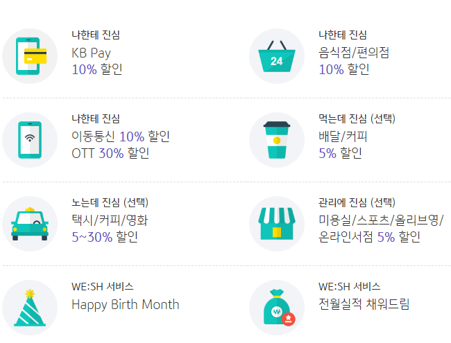 My WE:SH카드 주요혜택
