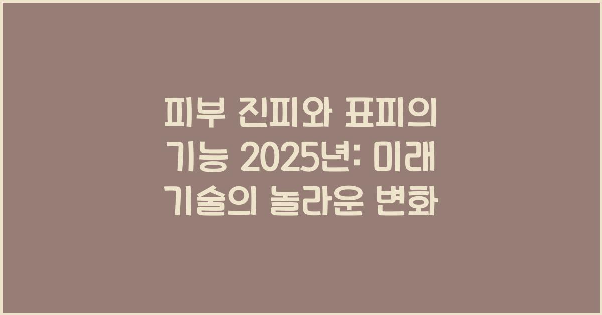 피부 진피와 표피의 기능 2025년