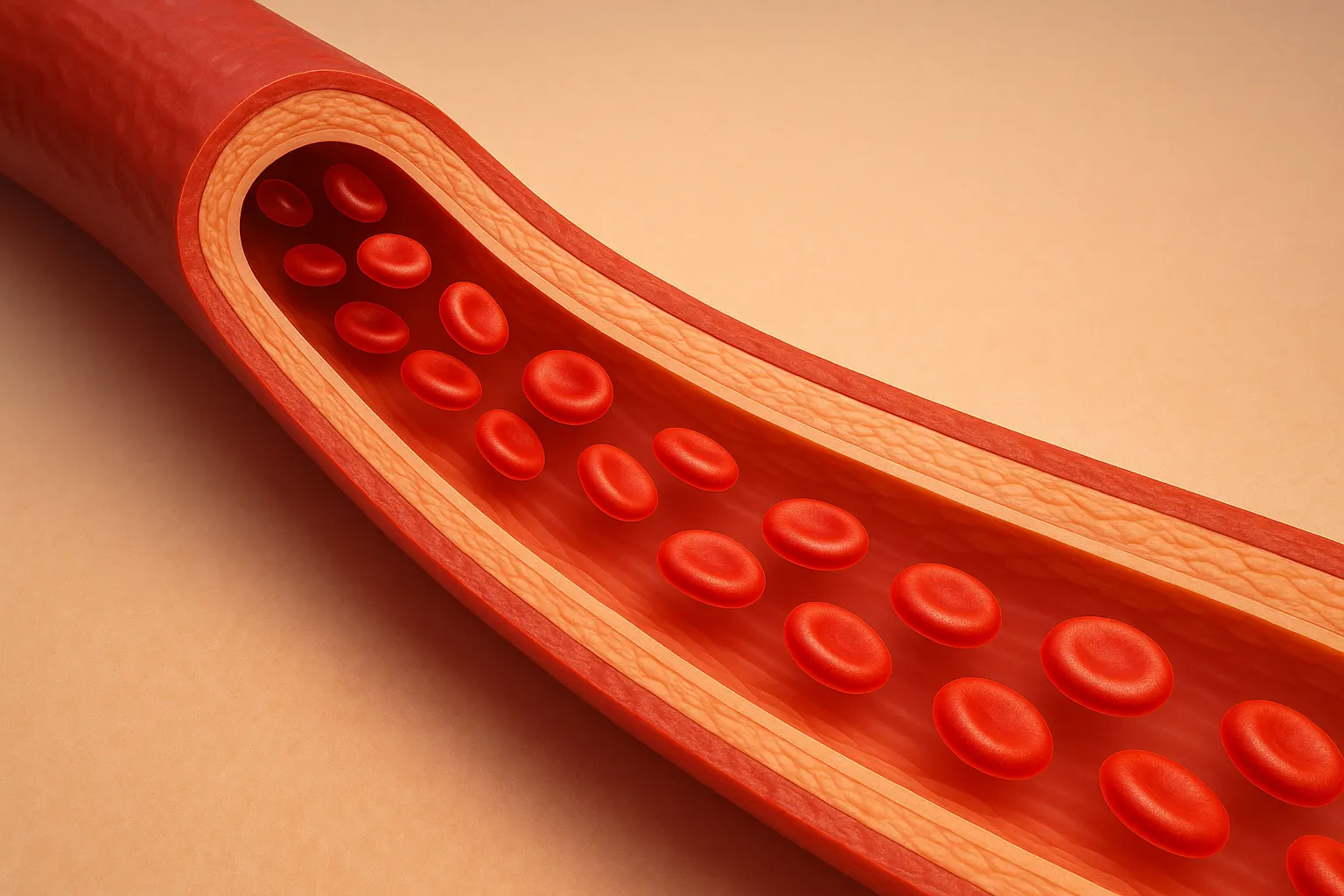 혈액 점도가 낮아져 부드럽게 흐르는 혈관