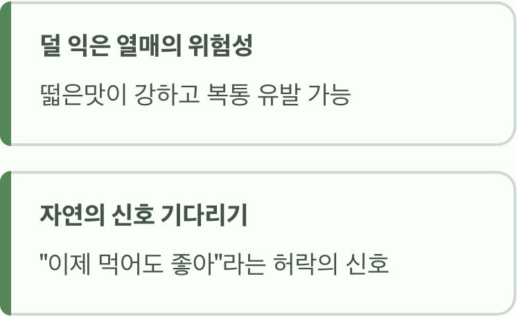 주의! 덜 익은 열매는 피하세요