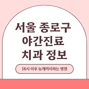 서울 종로구 야간진료 치과 병원 (18시 이후 늦게까지하는 병원)