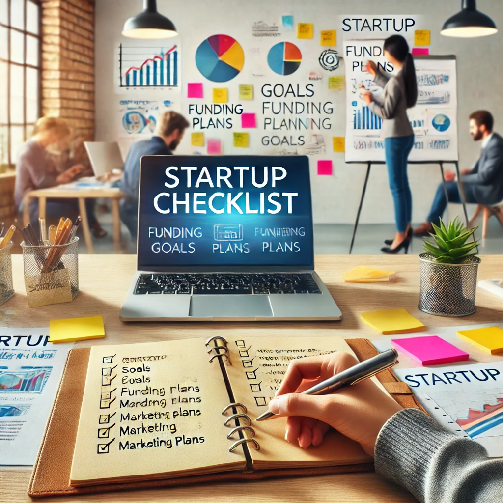 창업 준비를 위한 체크리스트를 작성하는 장면