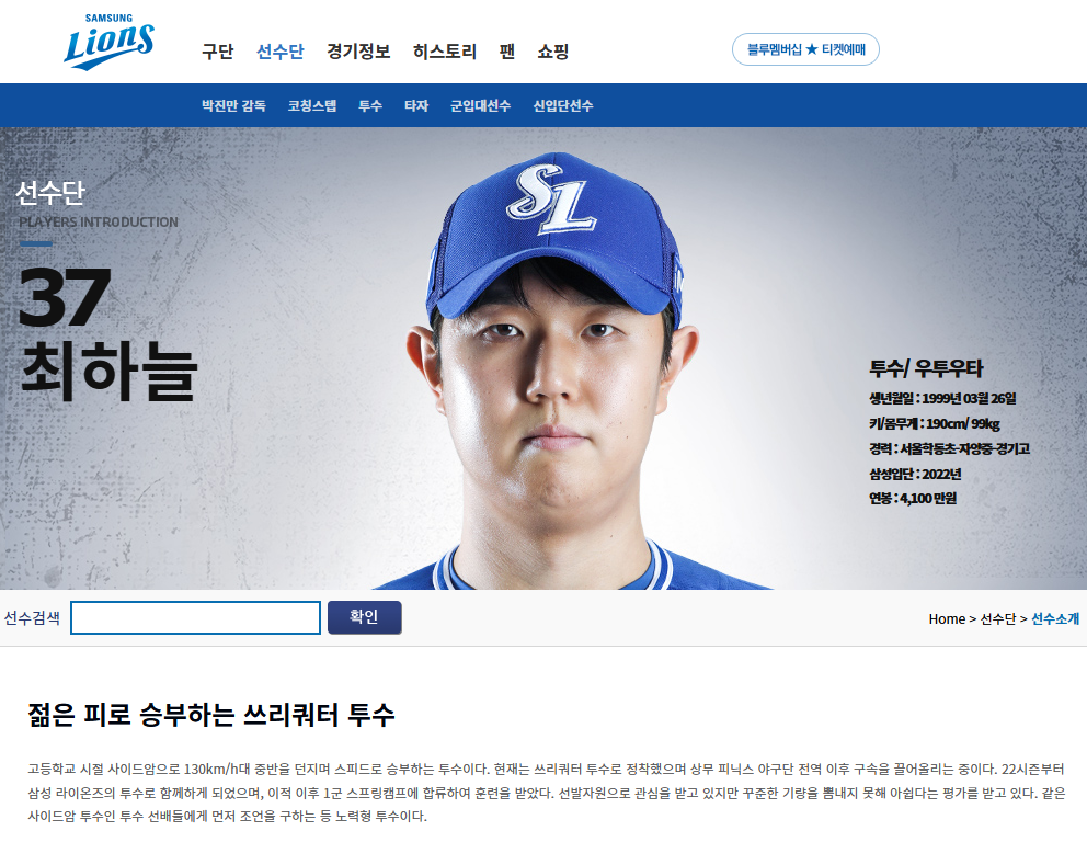 야구 최하늘