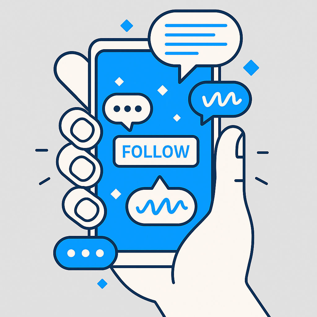 손에 들린 스마트폰 화면에 여러 개의 알림이 연속으로 쌓여 있는 장면. 스마트폰 과다 사용과 디지털 중독 상황을 표현한 그림