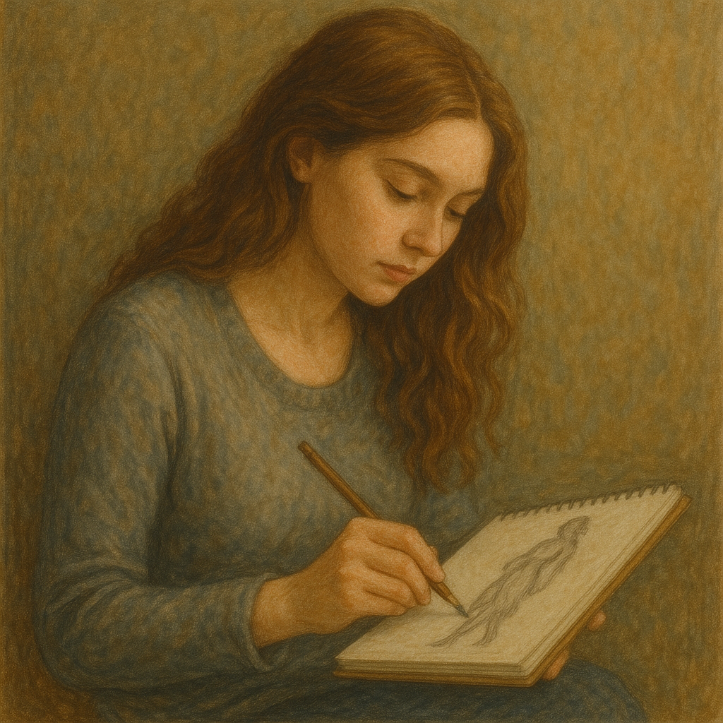 드로잉하는 여성 이미지