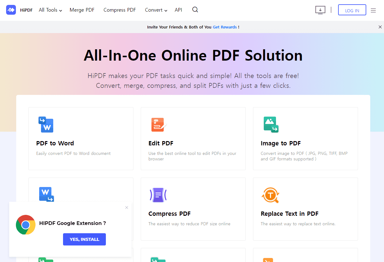 PDF 파일 한글파일로 변환 "HiPDF" 홈페이지