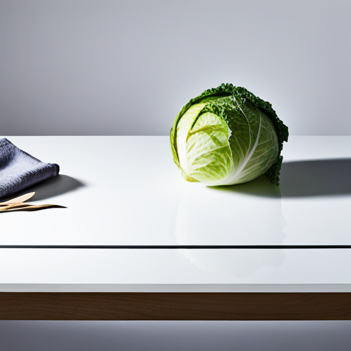 하얀 식탁 위에 있는 양배추 그림 입니다.