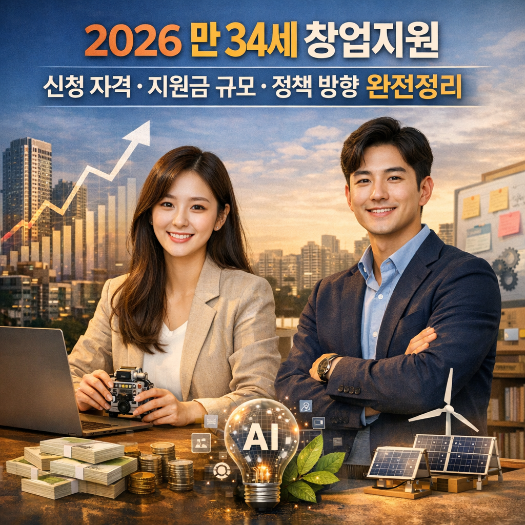 2026 만 34세 창업지원 신청 자격 지원금 규모 정책 방향 완전정리