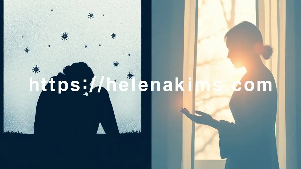 환절기의 대비를 보여주는 화면의 한쪽은 차가운 서리가 맺힌 창문 너머로 지쳐 보이는 인물이 웅크려 앉아있다. 그 주위에는 희미하게 감기 바이러스 형상들이 떠다니는 듯하다. 다른 한쪽은 따뜻한 햇살이 스며들지만, 여전히 허전하고 불안정한 분위기의 여성의 모습.