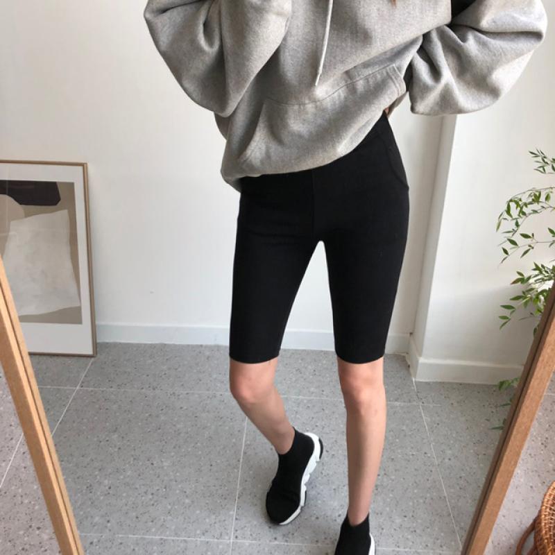 하이웨스트 면스판 바이크 바이커 쇼츠 5부 레깅스 운동 쫄바지 여성 레깅스 반바지 레깅스