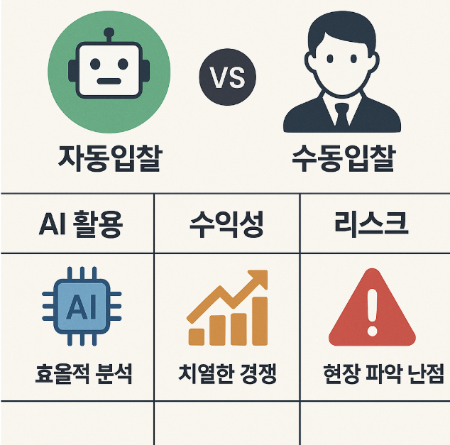 자동 입찰 수동입찰 비교 관련 사진