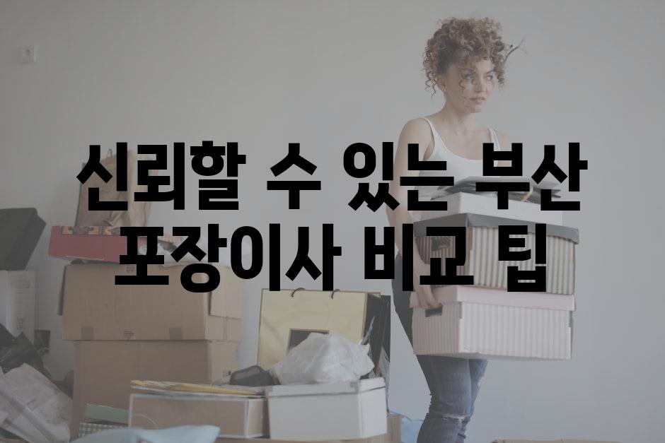 신뢰할 수 있는 부산 포장이사 비교 팁
