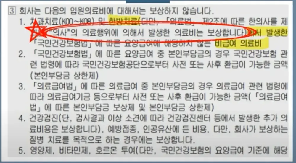 의사가 진행하는 의료 행위는 비급여 여부에 상관없이 실비 보상이 가능한 내용