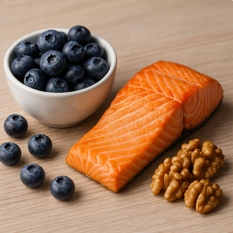 두뇌음식인 블루베리,연어,호두