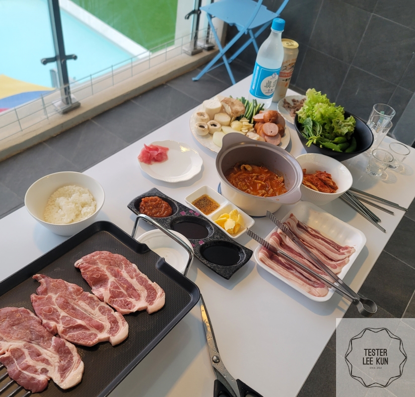 개별테라스 저녁식사 사진