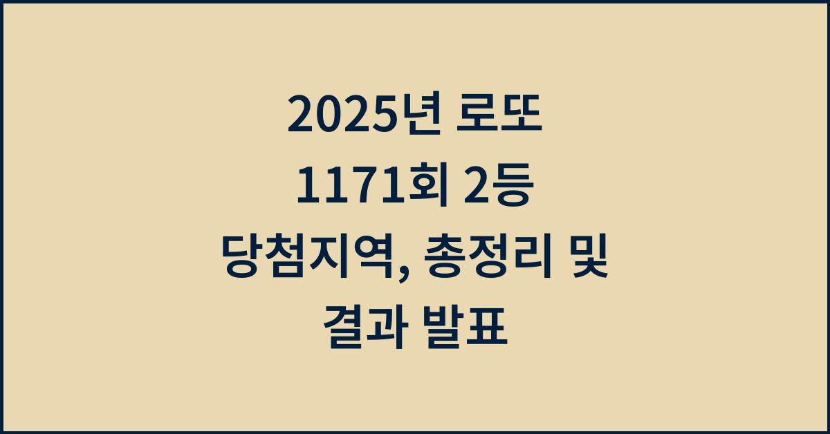 2025년 로또 1171회 2등 당첨지역