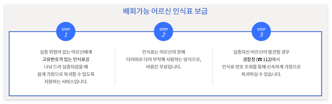 배회가능 어르신 인식표