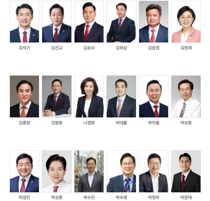 반대투표 국회의원 명단 및 사진 : 윤석열 내란 행위의 진상규명 특검