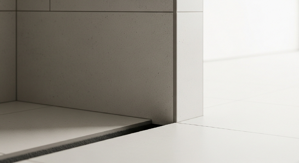 욕실 구석 어두운 타일 틈