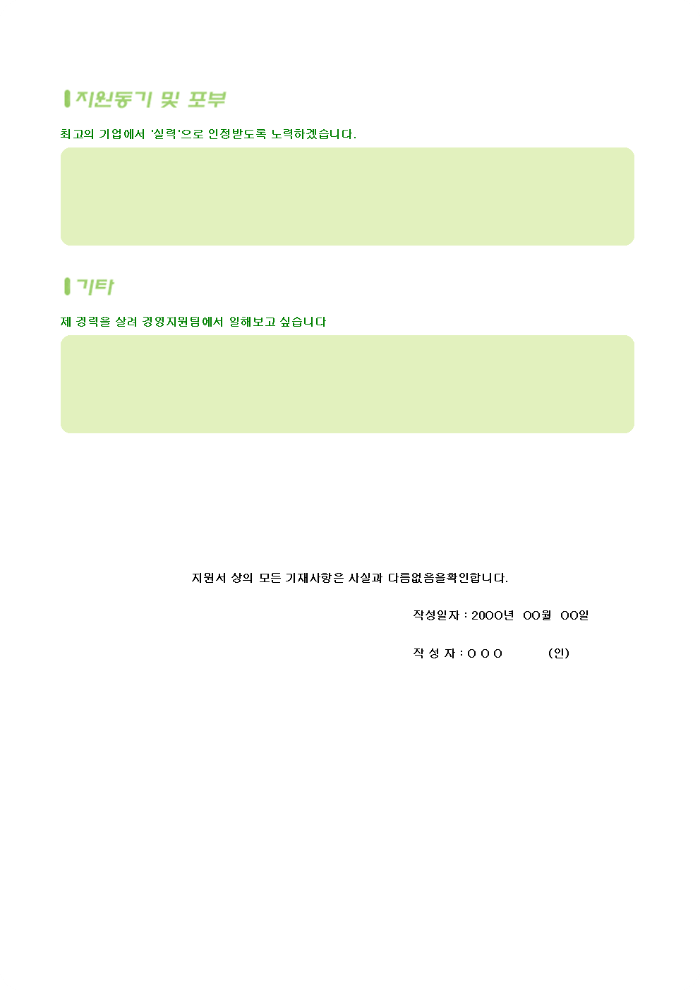 이력서 양식(한글양식)