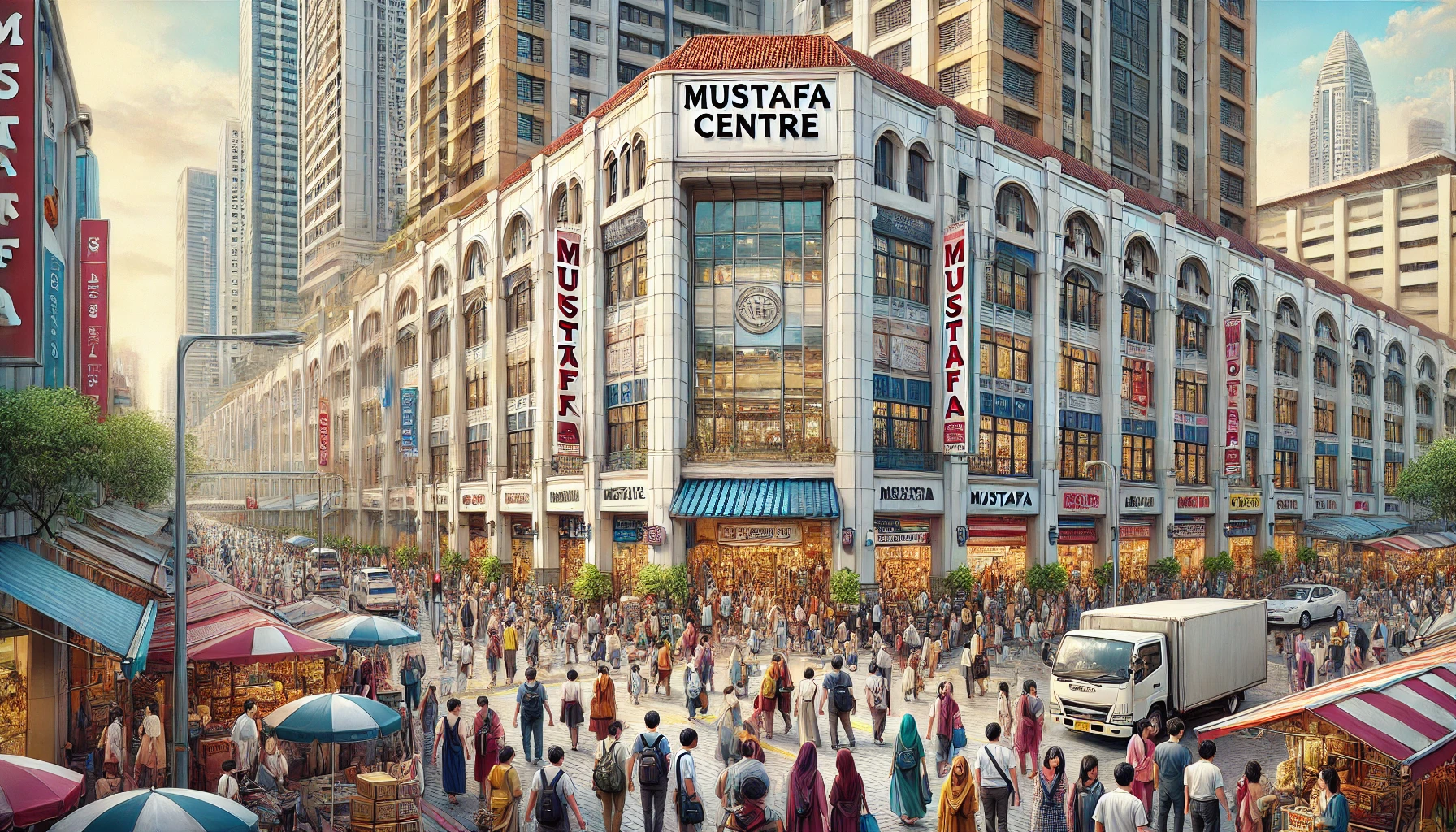 &lt;!-- IMAGE: 무스타파 센터 외관 또는 쇼핑하는 사람들의 활기찬 모습 --&gt;