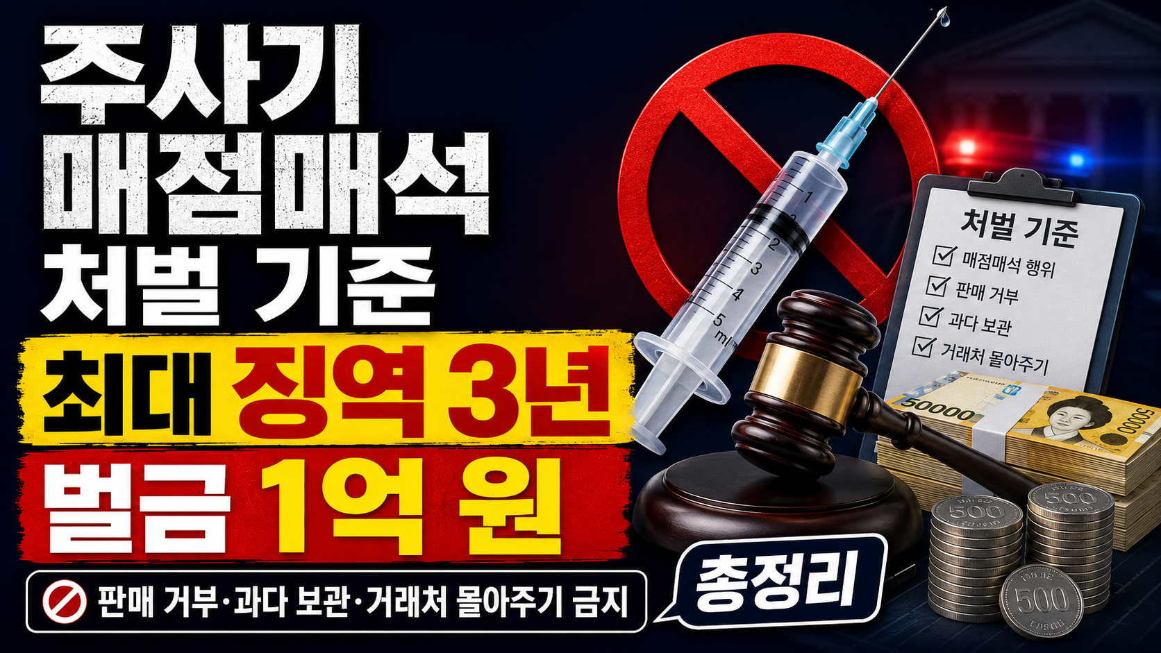 주사기 매점매석 처벌 기준, 최대 징역 3년&middot;벌금 1억 원 총정리
