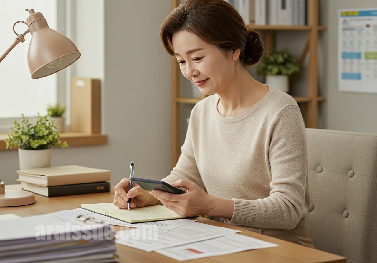 세액공제 계산하는 여성