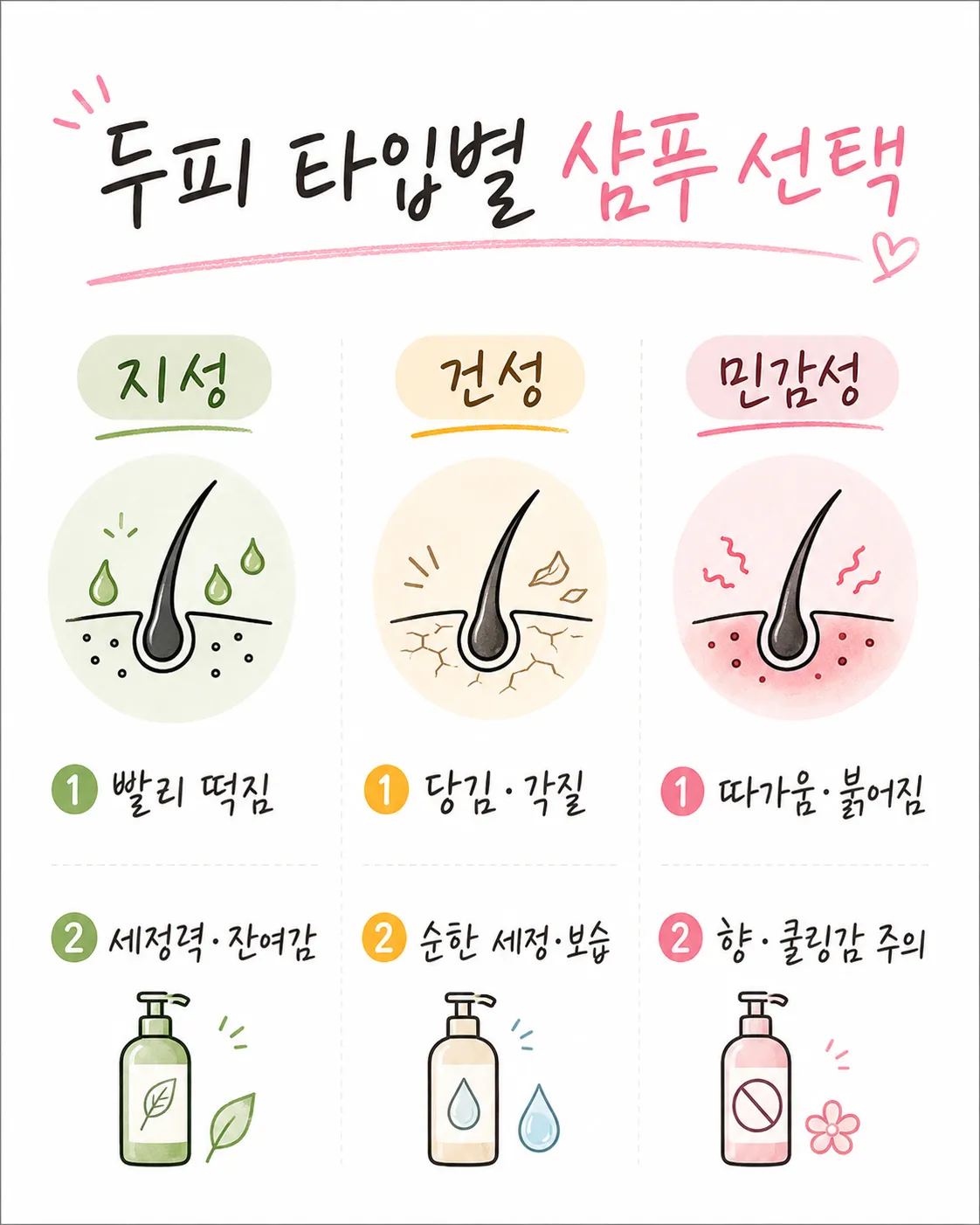 지성 건성 민감성 두피 샴푸 선택표