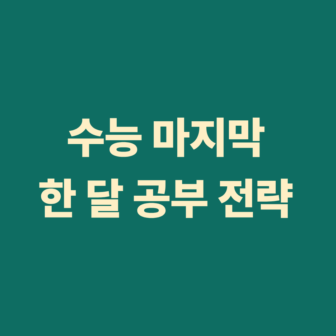 수능 마지막 한 달 공부 전략