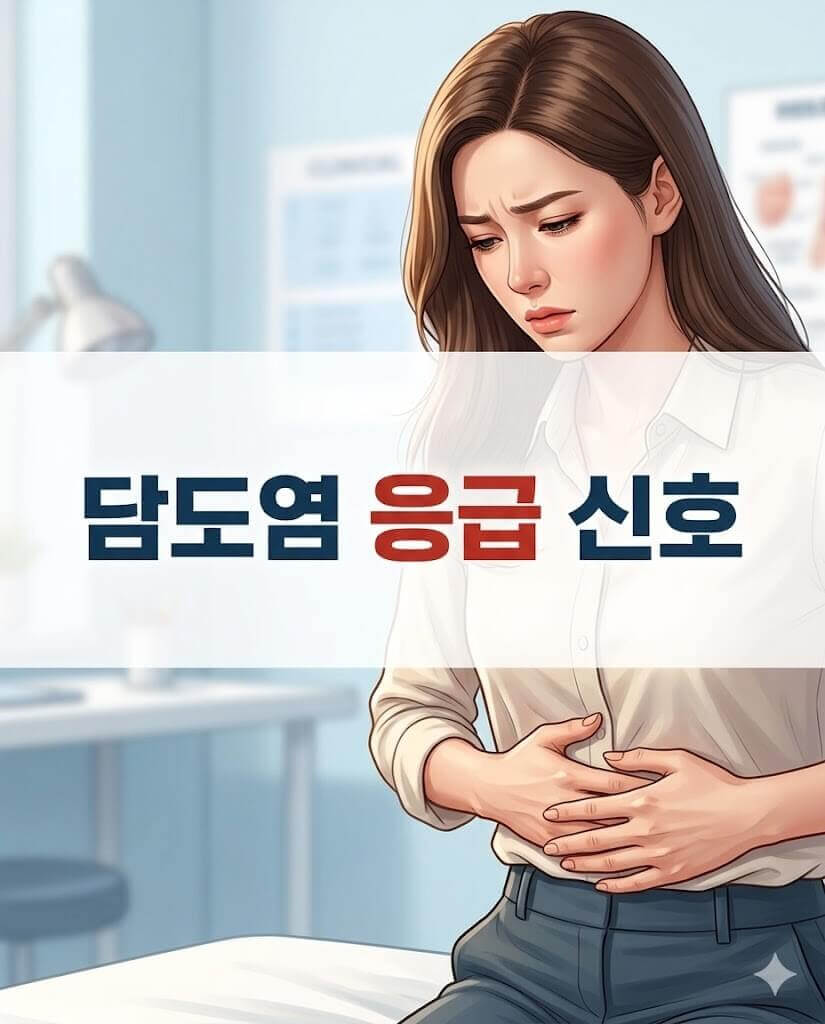 복통으로 고통스러워 하는 모습