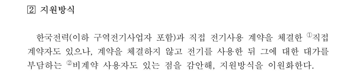 소상공인 전기요금 감면 지원 유형