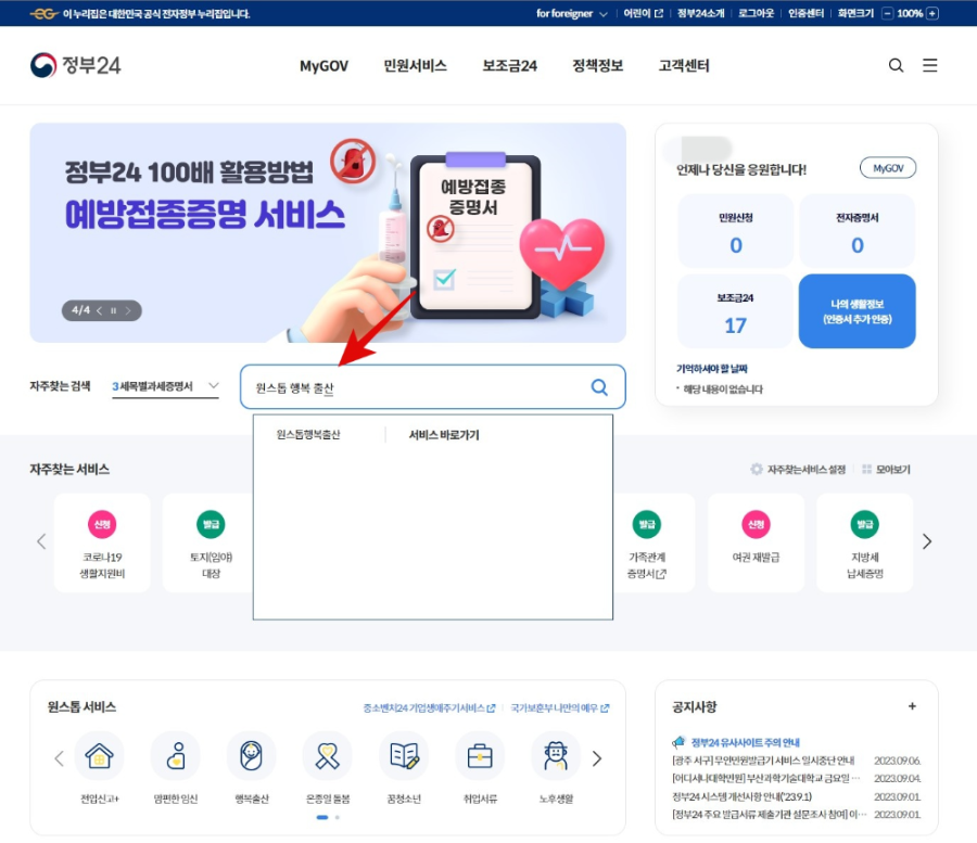 사이트 확인