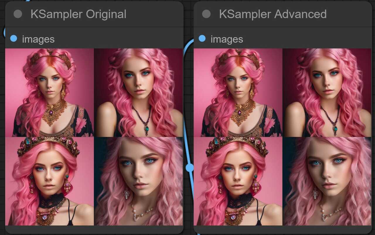 원래 KSample 과 고급 KSampler 결과 비교(1) - 완전 동일