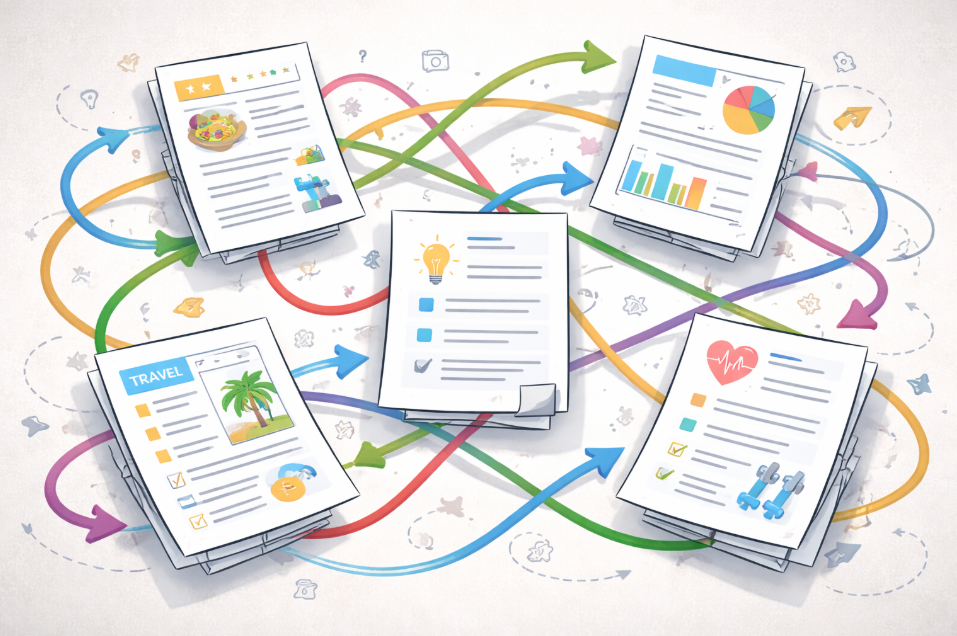주제 혼합으로 방향이 흔들리는 블로그 구조 이미지