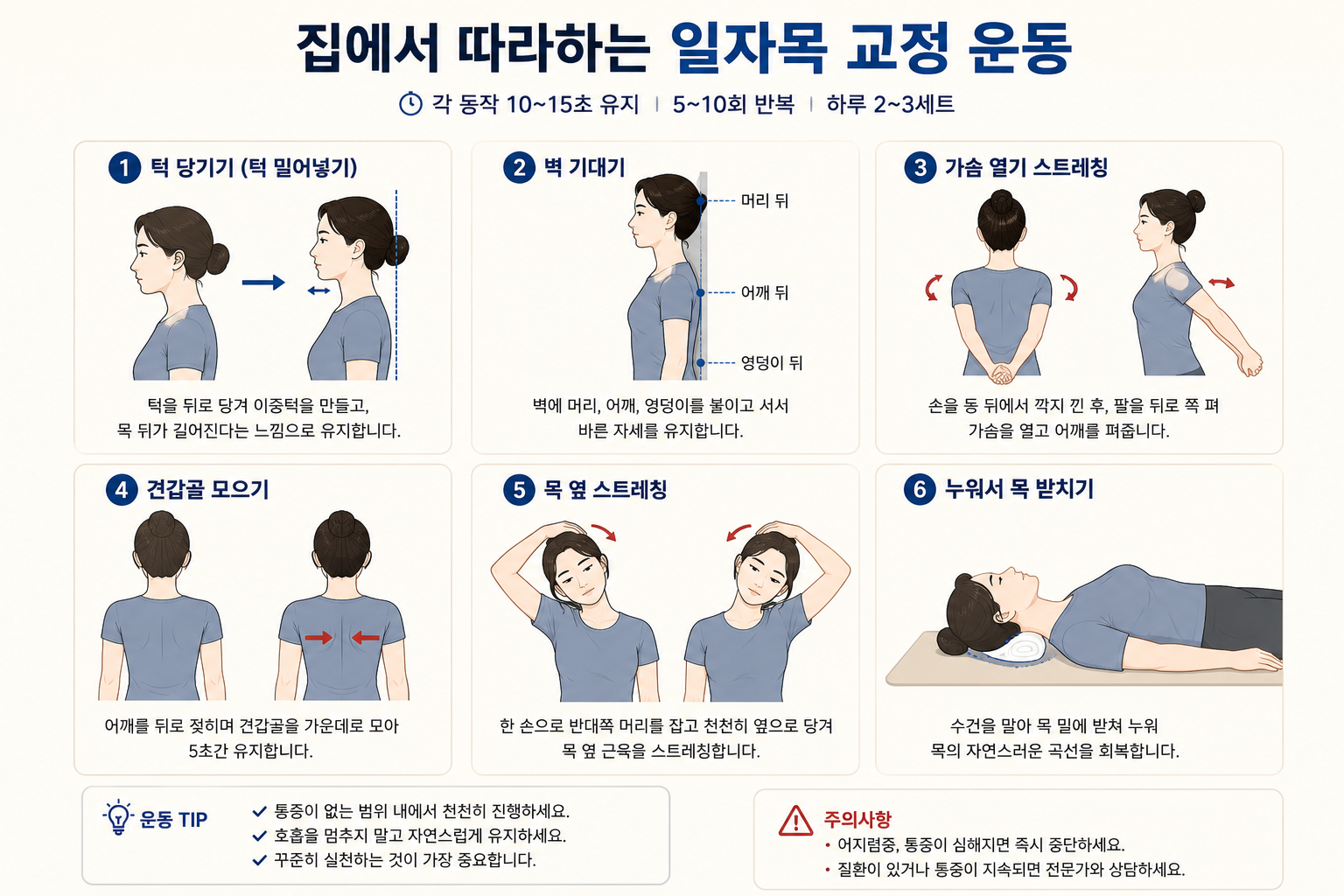거북목 일자목 증상 자가진단법과 집에서 하는 교정 운동 총정리
