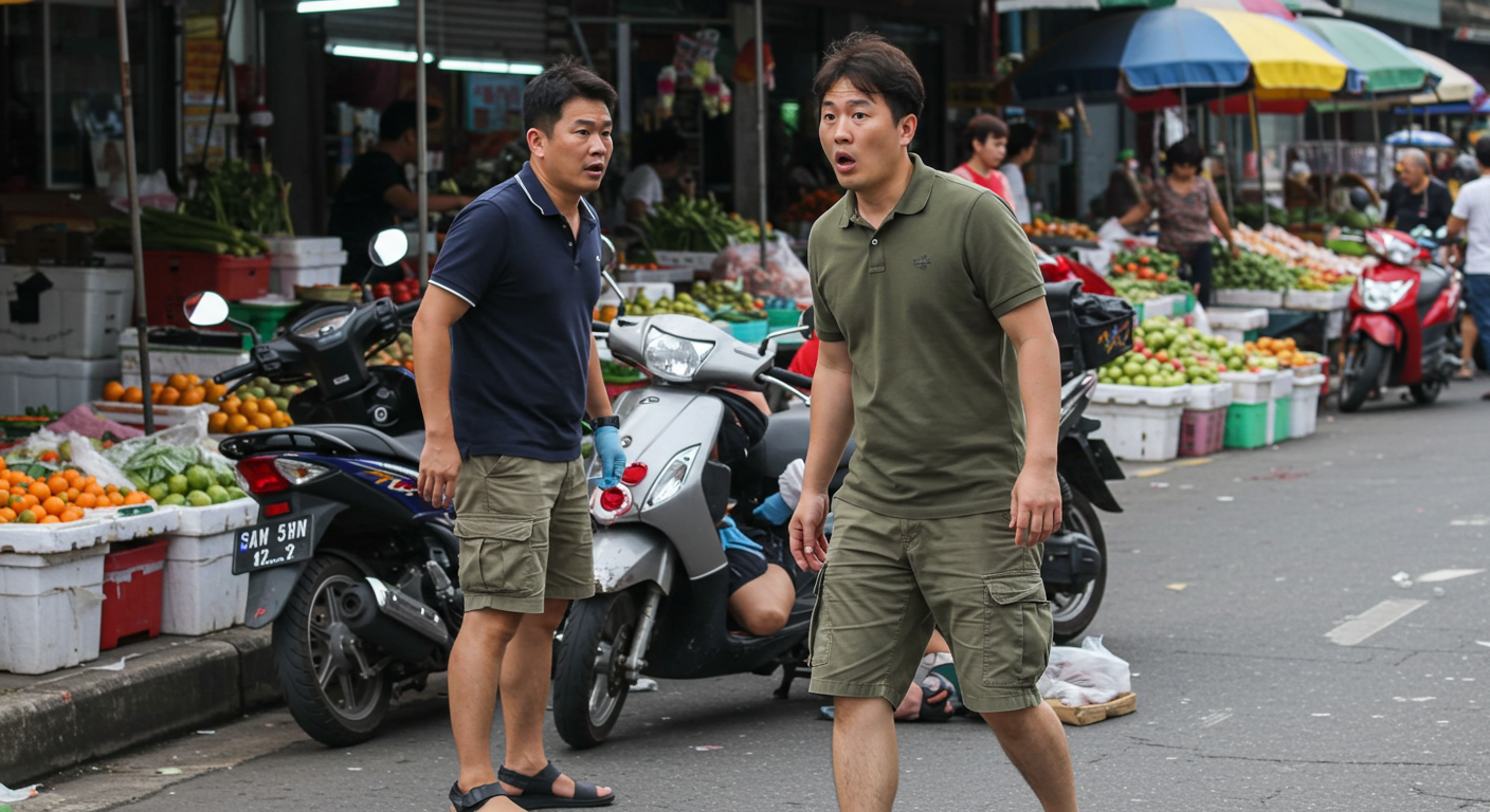 태국에서 스쿠터 사고로 다른 사람에게 피해를 준 한국인.