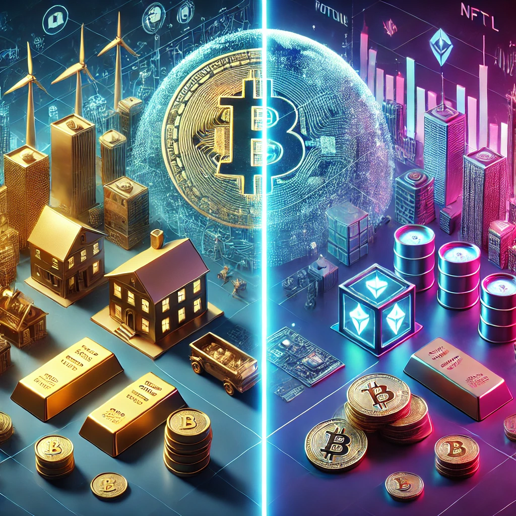 실물자산과 디지털자산 관련 사진