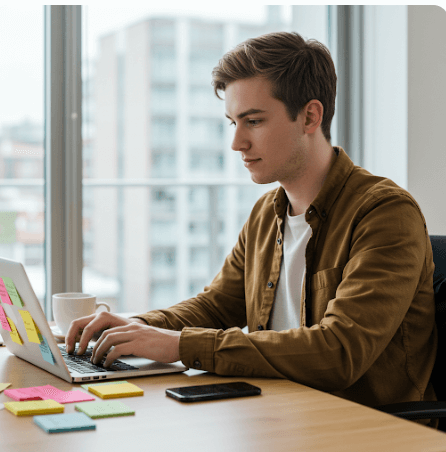 기술의 도움으로 스트레스를 해소하는 Z세대 청년