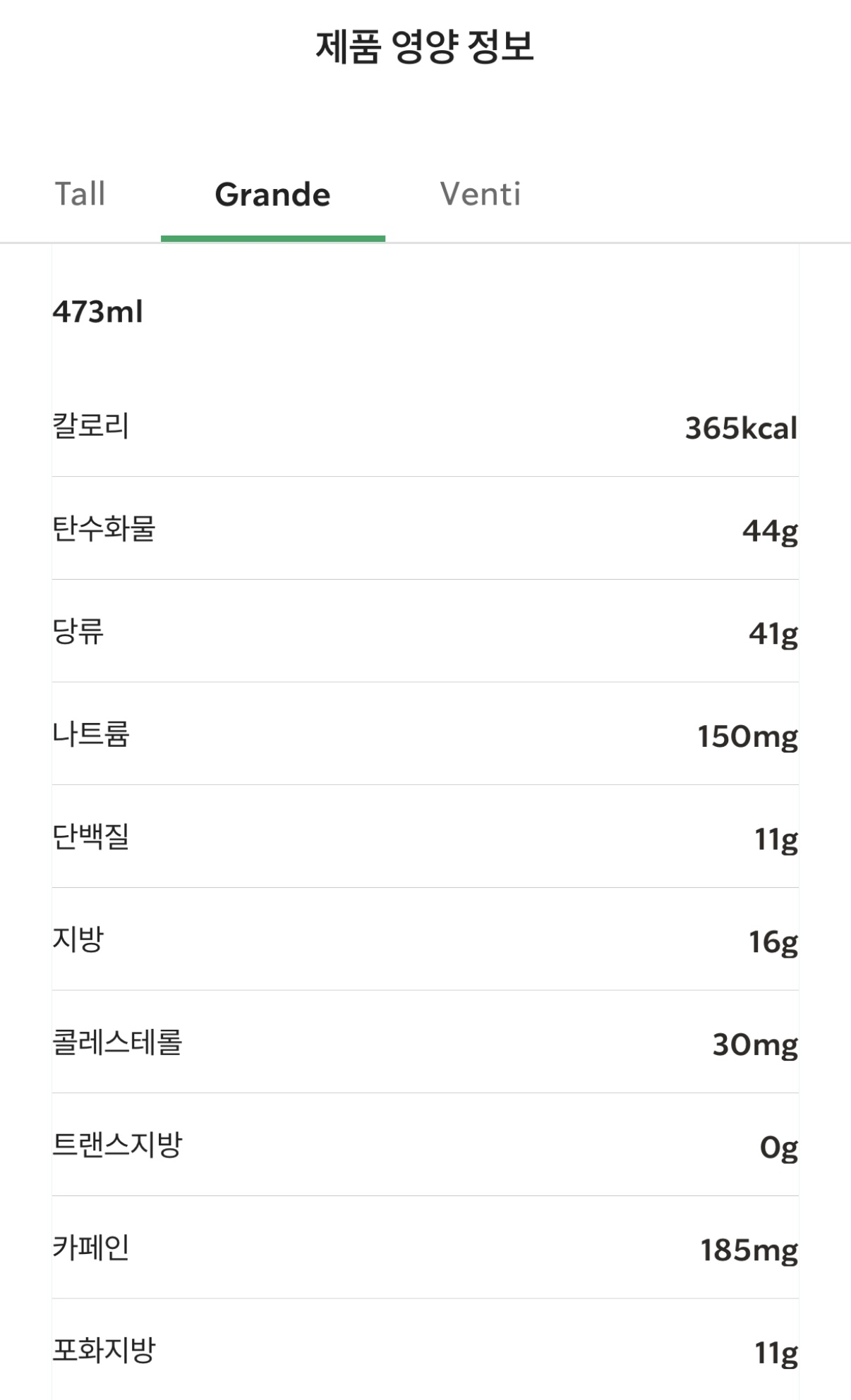 &amp;lt;HOT 블론드 헤이즐넛 클라우드 모카 칼로리&amp;gt; / 스타벅스 APP 
