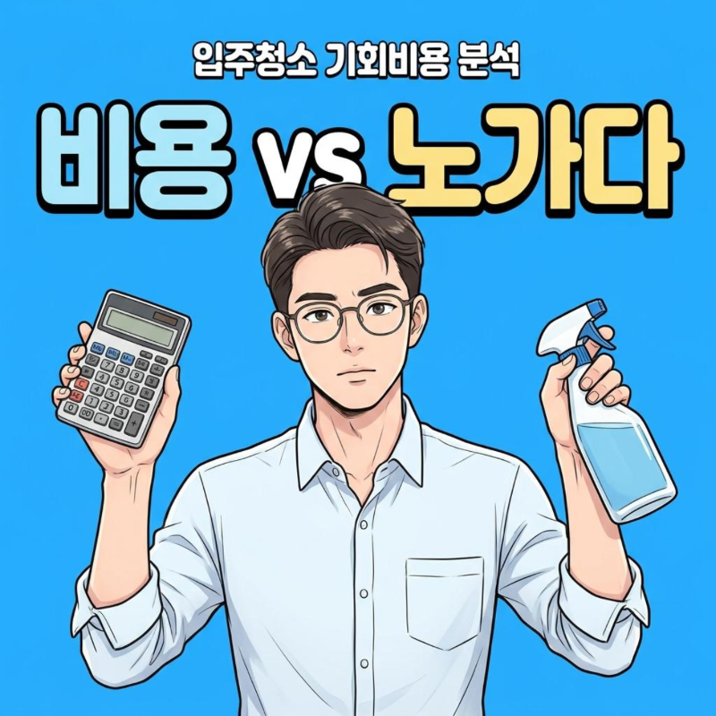 입주청소 업체 비용과 셀프 청소 기회비용 비교 딜레마를 담은 썸네일