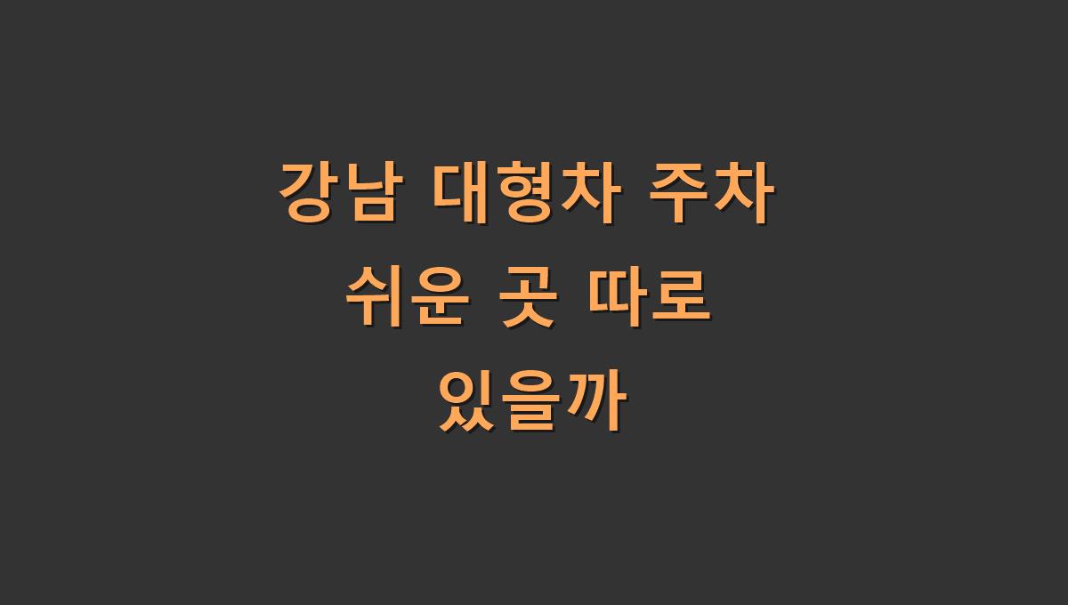 강남 대형차 주차 쉬운 곳 따로 있을까
