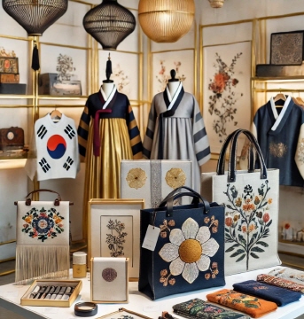 "자개 장식 액세서리, 한지 가방, 자수 클러치 등 전통 공예 기법을 현대적으로 재 해석한 상품들"