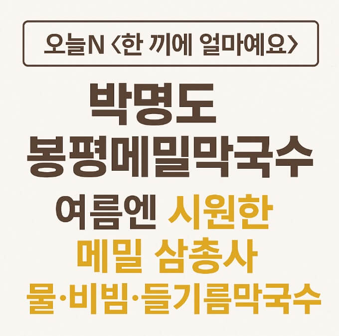 오늘N 한 끼에 얼마예요? 서울 용산구 막국수 맛집 박명도 봉평메밀막국수